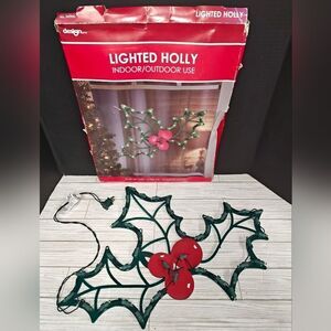 Design Group Christmas Holiday Lighted Holly Indoor Outdoor Window Home Decor